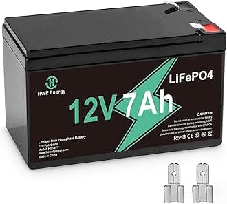 12V 7Ah Battery, 4000+ Deep Cycles Rechargeable LiFePO4 with 15A BMS, Lithium Battery Replacement for Fish Finder, Home Alarm System, 6FM7, 1270 Battery, UPS,Lighting, Solar, F2 F1 Terminal