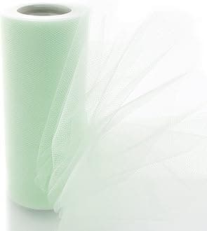 6" Premium Tulle Fabric Roll for Crafts, Wedding, Party Decorations, Gifts - Mineral Ice 25 Yards