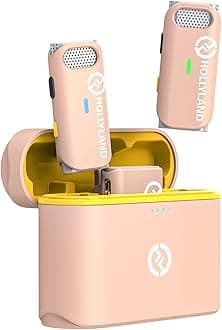 Hollyland Lark M1 Wireless Lavalier Microphone with Noise Cancellation, 656ft Transmission,8H Battery Life, Compact Wireless Lapel Microphone for DSLR Cameras/iPhone/Android/Live Streaming, Light Pink