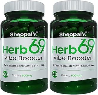 Sheopals Herb 69 Vibe Booster for Men | Ayurvedic Helps Increasing Vitality, Performance & Energy Booster |Shilajit Safed Musli, Ashwagandha, Shatavari | 60 Capsules |Pack of 2