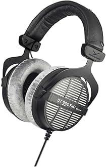beyerdynamic DT 990 PRO Over-Ear Studio Headphones in black. Open construction, wired (Renewed)