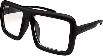 grinderPUNCH Thick Square Frame Clear Lens Glasses Eyeglasses Super Oversized Fashion and Costume 2 Pack - Matte Black