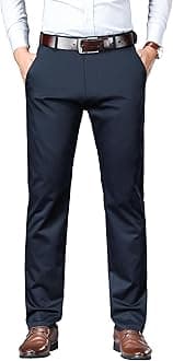 AVANOVA Men's Trousers Light Business Style Slightly Stretch Straight Leg Pants for Outdoor Casual Daily Trouser II Men's Regular Casual Pants Trouser (Trouser 126)