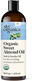 Sky Organics - Organic Sweet Almond Oil, 16 fl oz - Soft & Soothe Oil - Skin Moisturizer - Silky, Lightweight Texture - 100% Pure - Non-Greasy - Natural, Vegan, & Cruelty Free - Beauty & Self Care