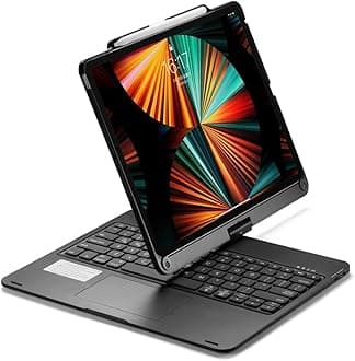 360 Rotatable iPad Pro 13 inch M5/M4, Air 13 inch (M4/M3/M2), iPad Pro 12.9 6th 5th 4th 3rd Gen Keyboard Case with Touchpad 7 Color Backlight Foldable Backlit Keyboard 360 Rotating,Black