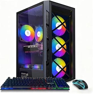 STGAubron Gaming PC Desktop, GeForce GTX 1660 Super 6G GDDR6, Intel Core i7 up to 3.9G, 16G RAM, 512G SSD, 600M WiFi, BT 5.0, RGB Fan x6, RGB BT Sound Bar, Windows 11 Home