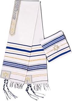 blue men's prayer shawl Christian prayer scarf jewish tzitzit tallit cloth rainbow jerusalem clothes Israel design