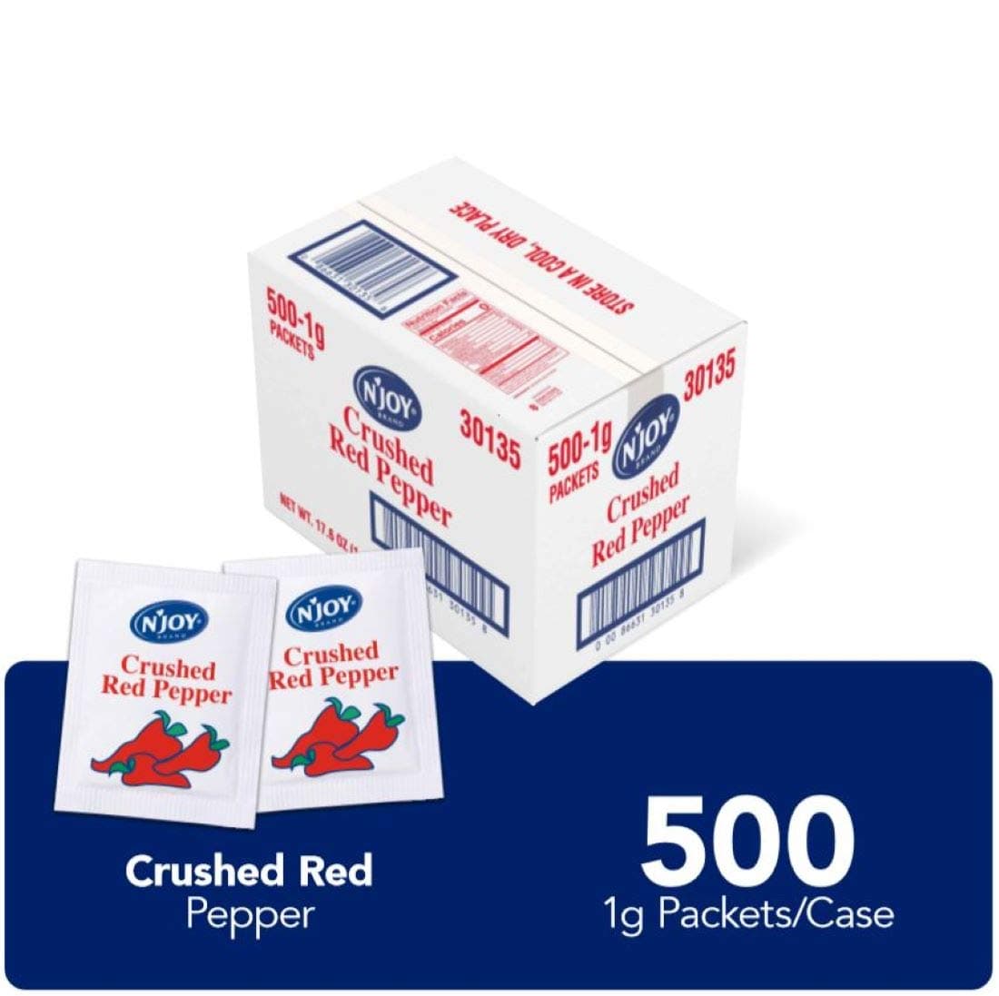 N'Joy Crushed Red Pepper | 1g Packets, 500 Count | Single Serve Portion | Bulk Size