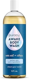 Puracy Body Wash, Natural Body Wash, 98.6% Pure Plant Ingredients, Moisturizing Shower Gel for Women Men Kids, Body Soap for Dry Sensitive Skin. Gently Scented with Citrus & Sea Salt, 12 Oz