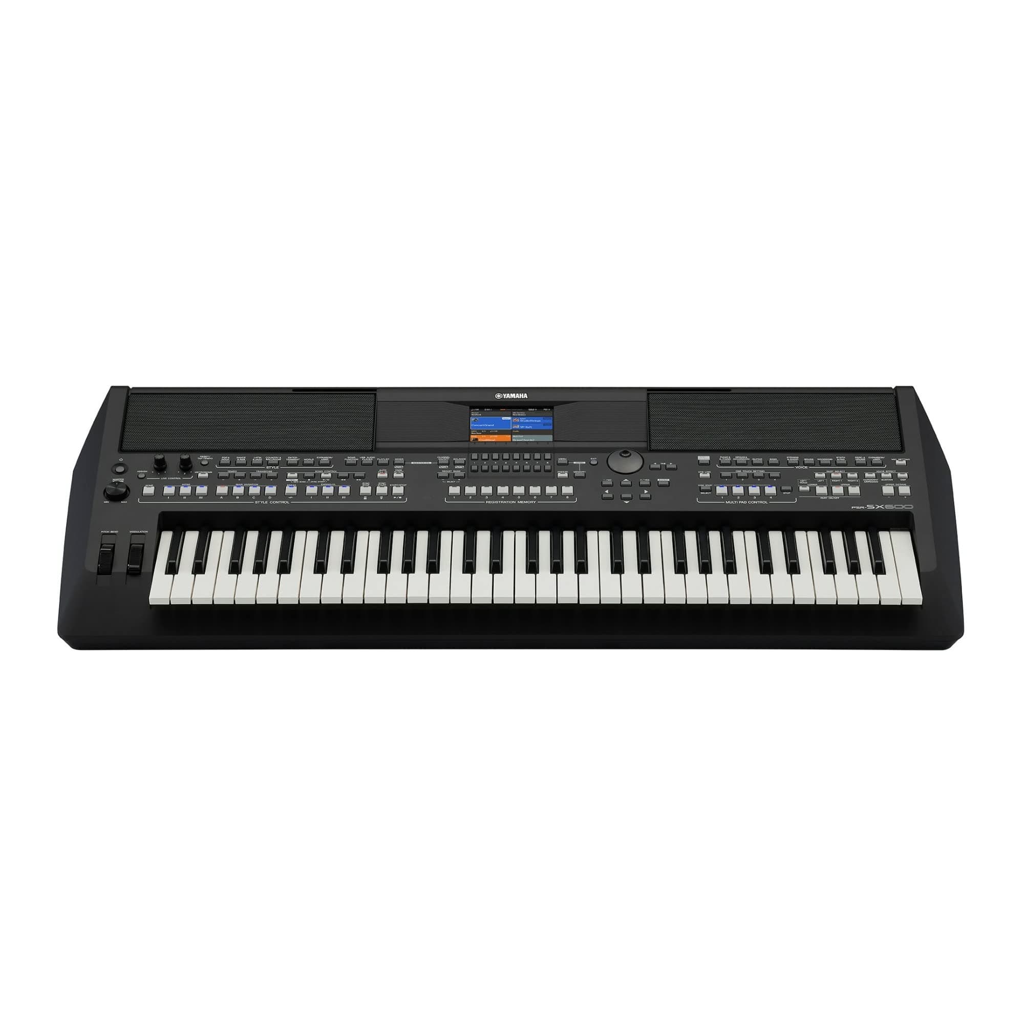 61-Key Arranger Keyboard, Multiple Styles and Voices, Assignable Live Control Knobs, Black PSRSX600
