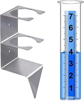 Rain Gauge Outdoor,7" Rain Gauges Outdoors Best Rated with Stainless Steel Rack Holder,Freeze Proof Plastic Large Guage for Yard Garden Fence Lawn Farm