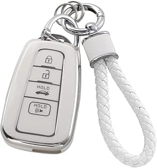 for Toyota Key Fob Cover with Keychain, Soft TPU Key Case Protection Shell Fit for 2018-2022 Camry RAV4 Highlander Avalon C-HR Prius Corolla GT86 Smart Key Holder