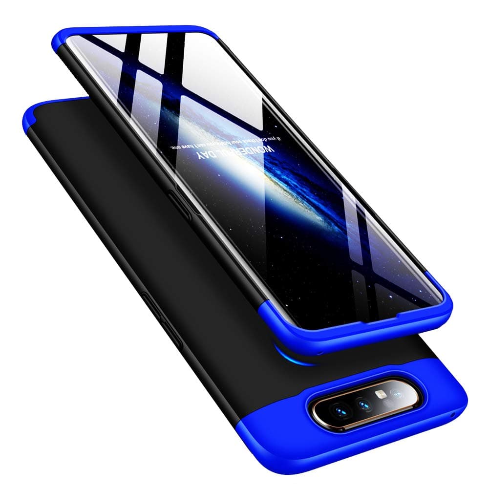 Samsung A80 Case, 3 in 1 Ultra Thin Hard PC Case Premium Slim 360 Degree Full Body Protective Shockproof Cover for Samsung Galaxy A80. 3 in 1- Blue + Black