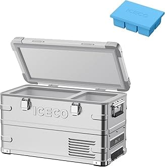 ICECO APL 12V Aluminum Portable Refrigerator with SECOP Nano Compressor, Electric Refrigerator, -2℃ to 20℃, AC/DC or Solar Powered Car Refrigerator