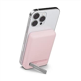 Portable Charger, Wireless Power Bank 5000 mAh MagSafe Charger 7.5W, Built-in Pop-up Kickstand - iPhone 17, Air, Pro, Pro Max, iPhone 16, AirPods, Apple Watch, Google Pixel 10, etc. - Pink