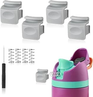 4pcs Replacement Button Compatible with Owala FreeSip 24oz 32oz, BPA-Free Water Bottle Lid Mouth Push Switch Top Cap Seal Replacement Parts for Owala 19/24/32/40oz Bottle Accessories, Grey