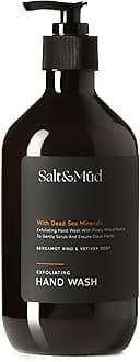 Salt and Mud Exfoliating Hand Wash with Dead Sea Minerals and Aloe Vera, 500ml - Luxurious Hand Soap for Soft, Moisturized Skin, Ideal for Daily Use (Vetiver Root & Bergamot)