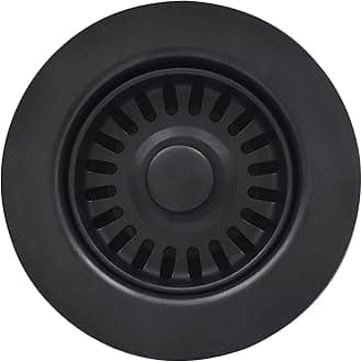 Mitterm EADOT 3-1/2 Inch Black Kitchen Sink Drain Assembly with Basket Strainer and Stopper, Kitchen Drain Basket Strainer for Granite/Fireclay Kitchen Sinks