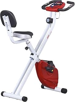 Folding Exercise Bike, Fitness Bicycle Indoor Trainer, Quiet 8-Level Magnetic Resistance, with LCD Monitor, Pulse Sensor and Wheels for Sport Maison and Cardio Training