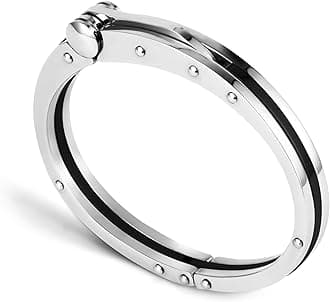Men’s Stainless Steel Handcuff Bracelet – Two-Tone Or Solid Color, Durable Cable Link, Adjustable Fit 8"-9" Wrist, Modern Fashion Jewelry for Men