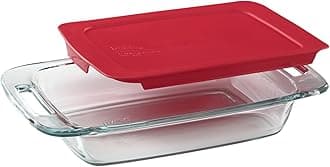 Pyrex 1090948 FBA_141992 Baking Dish with Red Plastic Lid, Glass, Clear