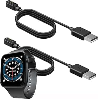 Compatible for Fire-Boltt Ring Bluetooth Calling Smartwatch 1.7" Charger, 2 Pin Magnetic USB Replacement Charging Compatible with Fire-Boltt RING 3 Smartwatch 1.7 Inches-BSW005 (Black+Black)