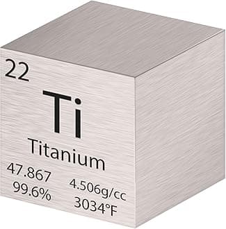 Shimeyao Tungsten Cube Metal Density Cubes Pure Metal High Density Element Cube for Element Collections Lab Experiment Material Hobbies Heavy Small Objects Experience(Titanium, 1 Inch)