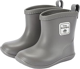 Tree Grandpa Toddler Rain Boots Baby Kids Easy-on Rain shoes Children Waterproof Shoes for Boys Girls(1-6 Years)