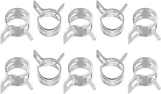 sourcing map 10pcs 10mm Spring Band Type Action Fuel/Silicone Vacuum Hose Pipe Clamp Low Pressure Air Clip Clamp, Nickel Plated