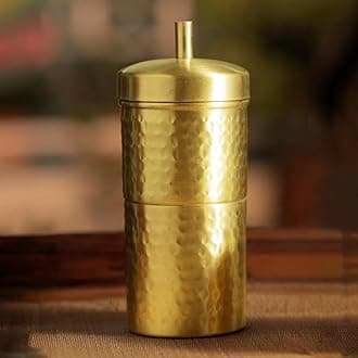 Ekhasa 100% Pure Brass Filter Coffee Maker for Home & Office | South Indian Filter Coffee Maker | Drip Coffee Maker | Coffee Decoction Maker Filter Coffee Machine Brewer | Ideal for 2-3 people