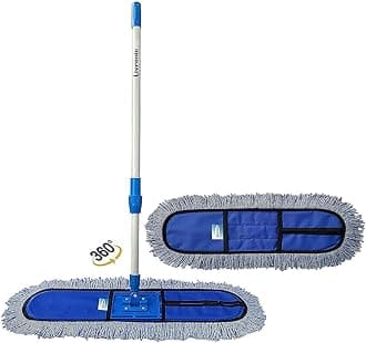 Livronic® Plastic Wet and Dry Flat Floor Mop 24 Inch with 5 Feet Handle | Easy to Use Floor Cleaning Mop | Home | Office | Hotels | Hospitals | 5 Feet Handle (Set of 1) (24-Inch 1 Extra Pad)
