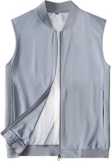 Men's Lightweight Vest Breathable Sleeveless Outdoor Work Cooling Waistcoat Jackets for Travel Hiking Running with Pockets