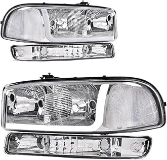 PIT66 LED DRL BAR Headlights Assembly, Compatible with 1999-2007 GMC Sierra 1500/2001-2007 1500HD 2500HD 3500 /Fit 99-06 GMC Yukon