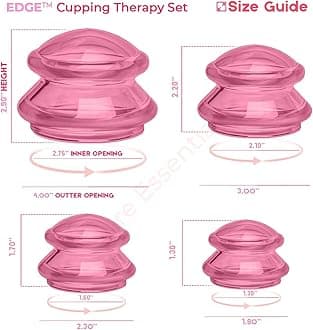 Lure Essentials Silicone Cupping Therapy Set Professional Massage Cupping Cups for Cupping Therapy 4 Cup Kit for Massage, Myofascial Release, Cellulite Reduction Pink)