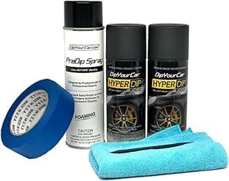 HyperDip Peelable Emblem Car Paint Kit - Automotive Spray Paint Cans Set, Auto Paint Kit for Protection and Color for Wheels, Emblems, Mirror, and More - Frozen Black Automotive Paint