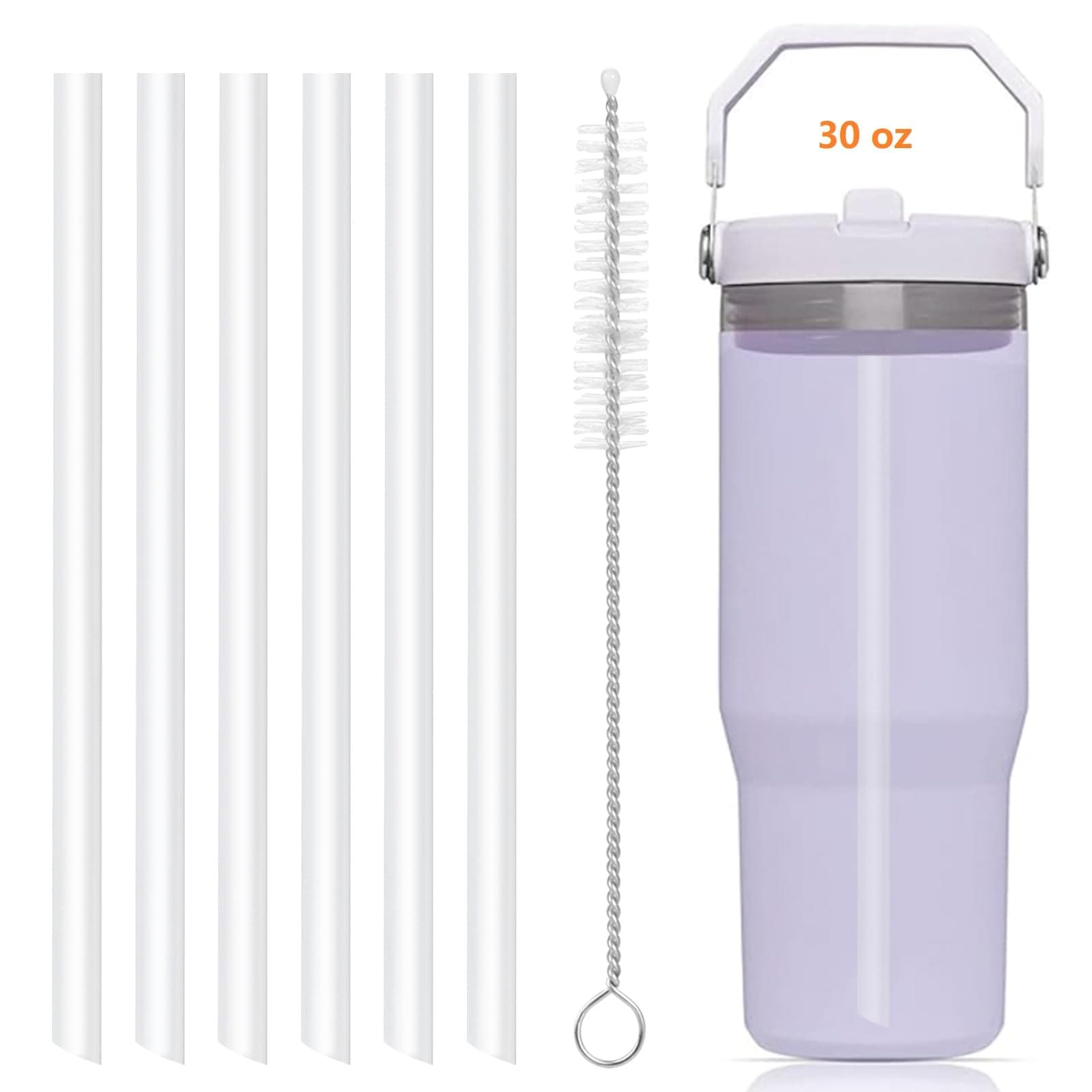 Replacement Straws ONLY Compatible with Stanley IceFlow Flip Straw Tumbler 30 oz,64 oz(Old Model)-Accessories included 6 Straws,1 Cleaning Brush