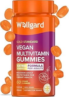 – Vegan Multivitamin Gummies by Wellgard - Chewable Multivitamins Adults, 60 Vitamin Gummies, Orange Flavour (Adult Gummies)