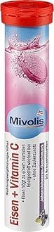 Mivolis Iron + Vitamin C effervescent Tablets - Dietary Supplements 1 Pack x 20 pcs | Germany