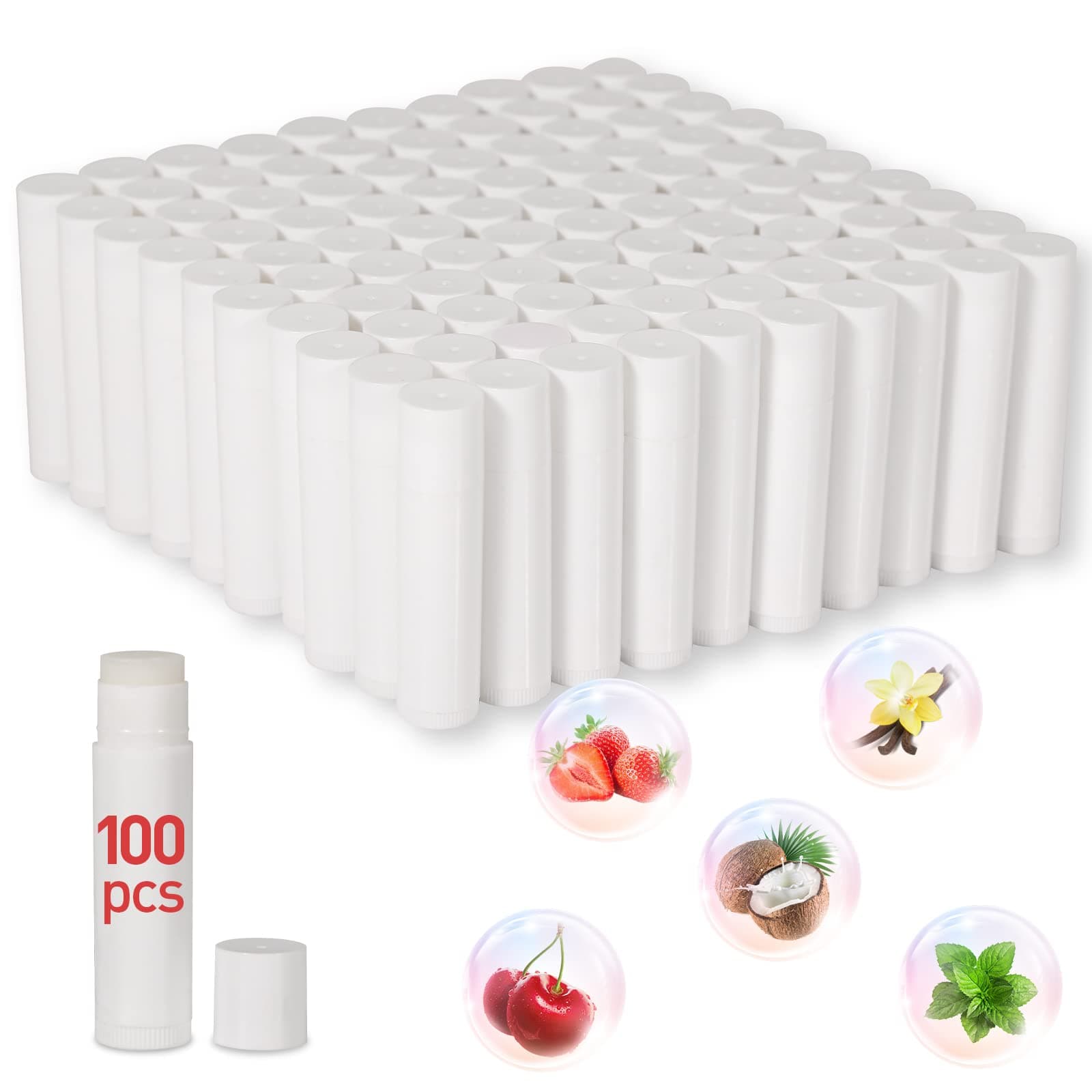 - DMSKY 100-Pack Lip Balm Bulk 5 Flavors with Vitamin E and 100% Coconut Oil, Lip Care Product, Moisturizing Lip Balm for dry cracked lips