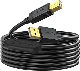 Printer Cable 50 FT - USB A to USB B Printer Cable Compatible with HP, Canon, Brother, Samsung, Dell, Epson and More