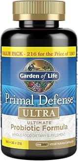 Whole Food Probiotic Supplement - Primal Defense ULTRA Ultimate Probiotic Formula Dietary Supplement, 216 Vegetarian Capsules