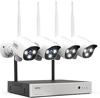 5MP Wireless Security Camera System No Hard Drive, 8 Channel Surveillance NVR Kits and 4pcs Super HD 5MP Outdoor Indoor WiFi Bullet Camera for Home Full Color Night Vision