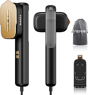 Travel Steamer for Clothes, 110-240V Dual Voltage Portable Steamer & Iron 2 in 1, Fast Heat Up, 1100W Powerful Garment Steamer, Large Ceramic Heat Panel for Home & Global & Europe Traveling