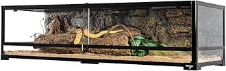 WACOOL TERRA Large Reptile Tank 45 Gallon, 360°Full Vision Glass 48“ Long & 1...