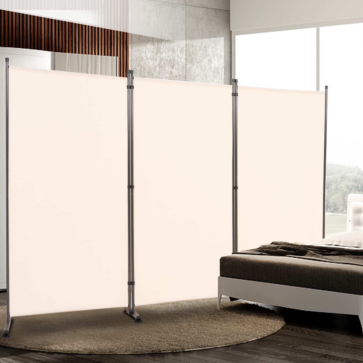 Room Divider 6FT Folding Privacy Screens, 3 Panel Partition Room Dividers w/F...