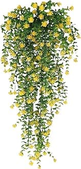 Lifelike Artificial Flowers Artificial Flower Decor Hanging Artificial Flower Vine Faux Drooping Floral Plants for Home Wedding Indoor Outdoor Garden Yard Decoration Yellow 1pc