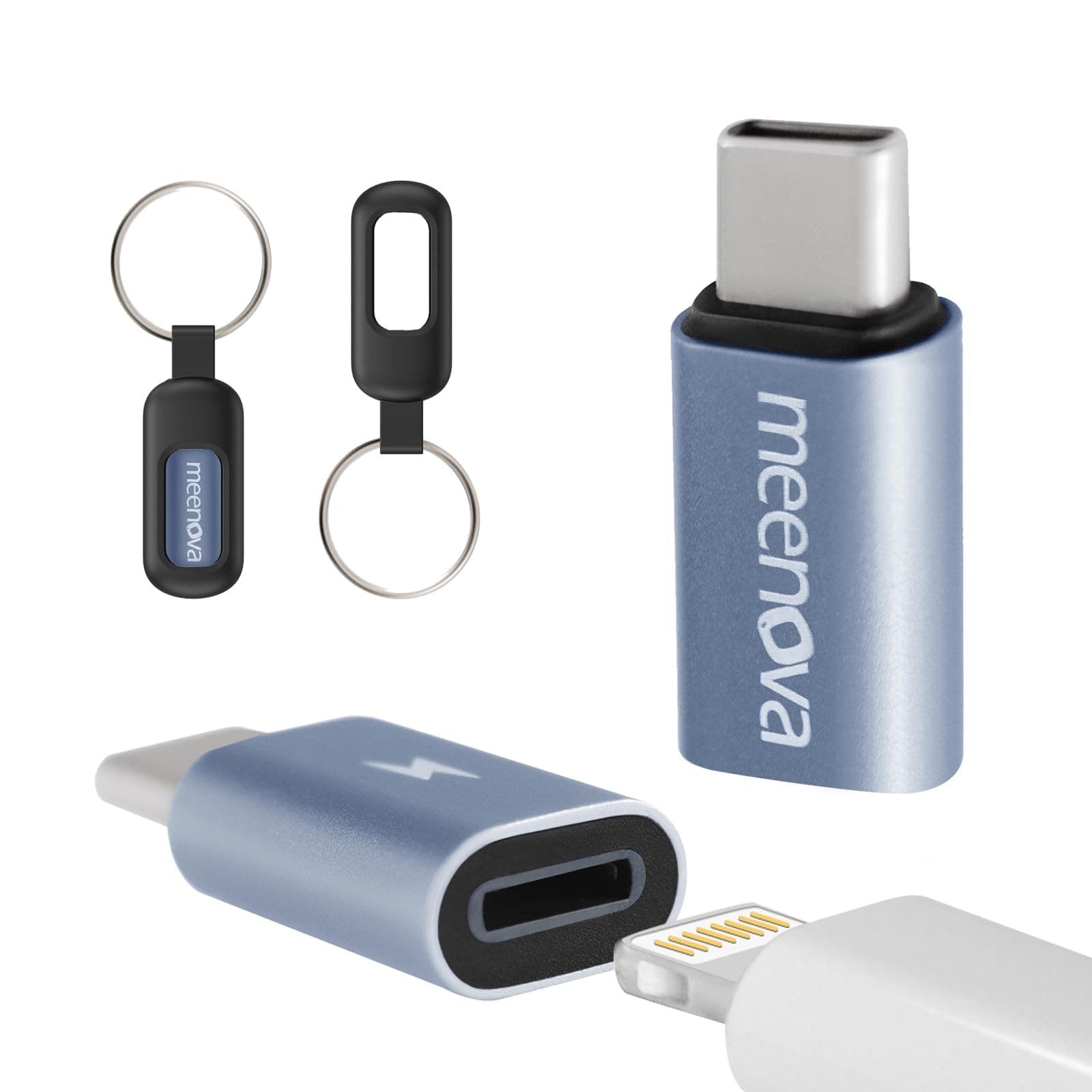 60W Lightning to USB C Adapter with Keychain for iPhone 15 16, Type C Charging Converter, iPhone Lightning to USB-C Adaptor for Travel Essentials Outdoor Office Home,Lighting to USBC Type-C