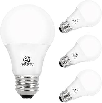 E ENERGETIC LIGHTING A19 LED Bulbs 60 watt Equivalent, Cool White 4000K, E26 Medium Base, Non-Dimmable LED Light Bulb, ETL Listed, 4-Pack