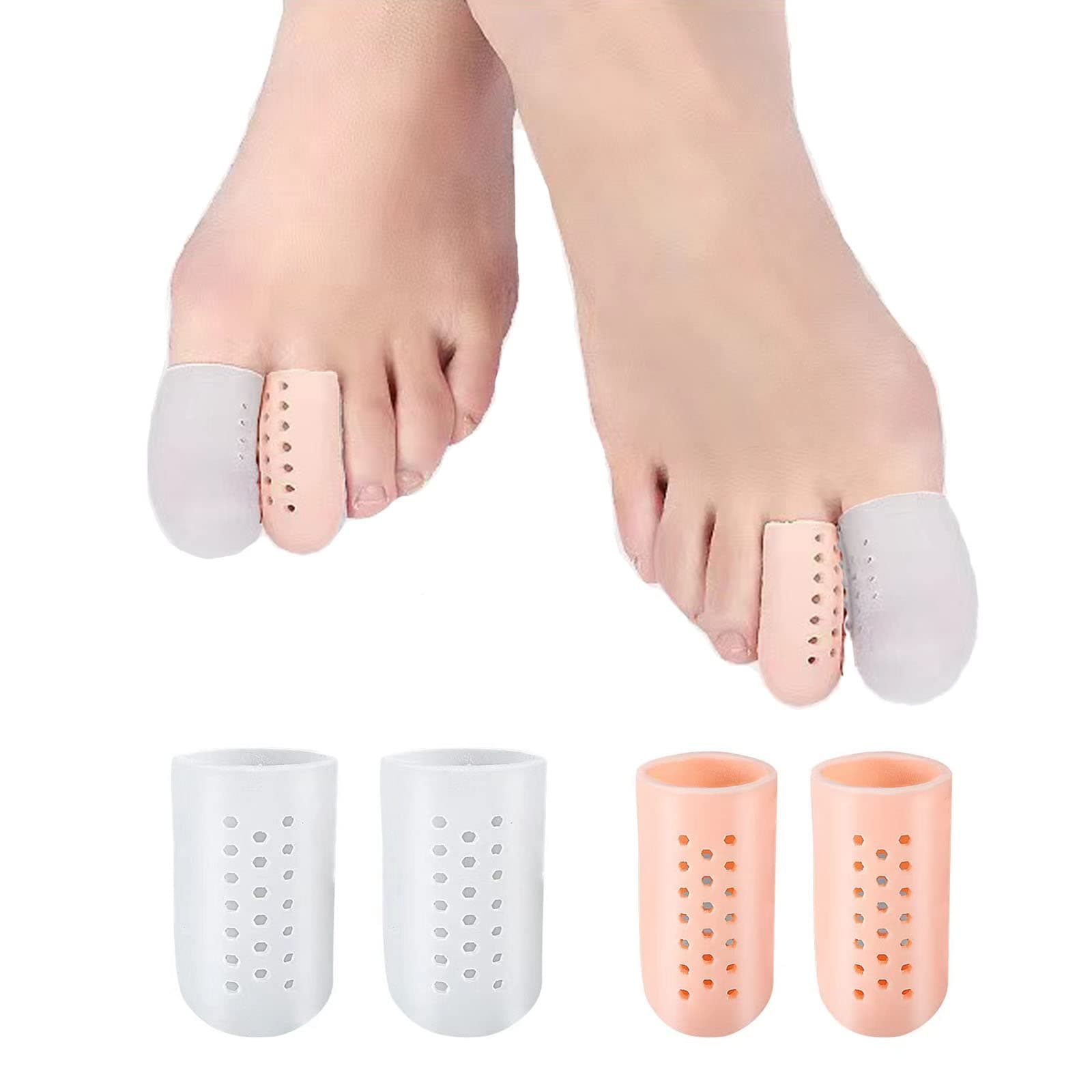 4 PCS Gel Toe Cap, Silicone Toe Protector, Toe Guards for Feet, Protect Toe and Provide Relief from Corns, Callus, Blisters, Ingrown Toenails, Toe Cushions for Foot Pain Relief