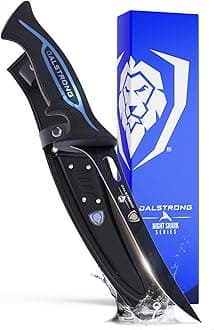 Fillet Knife-Night Shark Series 7”-High Carbon Steel-Titanium Coated Blade-Sharp Kitchen Knife & Outdoors-Polypropylene Handle-w/Sheath-NSF Certified